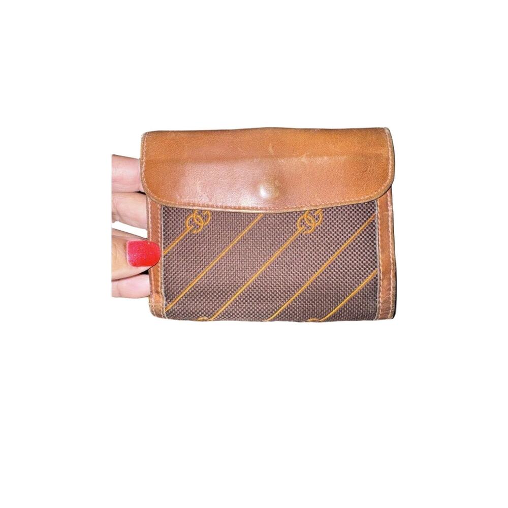 Gucci Diagonal Striped Canvas Leather Trim Bifold Wallet 70’s Early 80’s - Picture 10 of 11